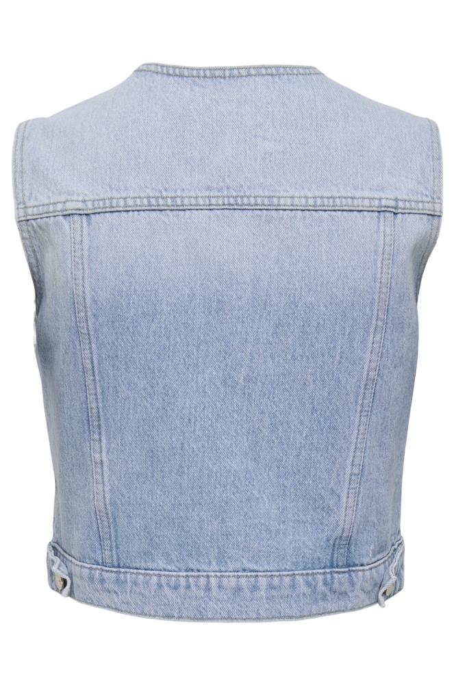 ONLFELIZ DNM WAISTCOAT ROUND COLLAR 15351937 Light Blue Denim